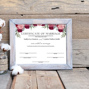 Editable Marriage Certificate Template, Printable Marriage Certificate ...