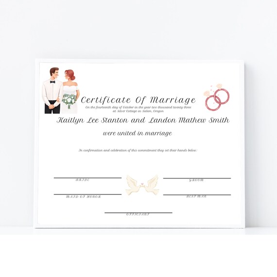 Blank Marriage Certificate