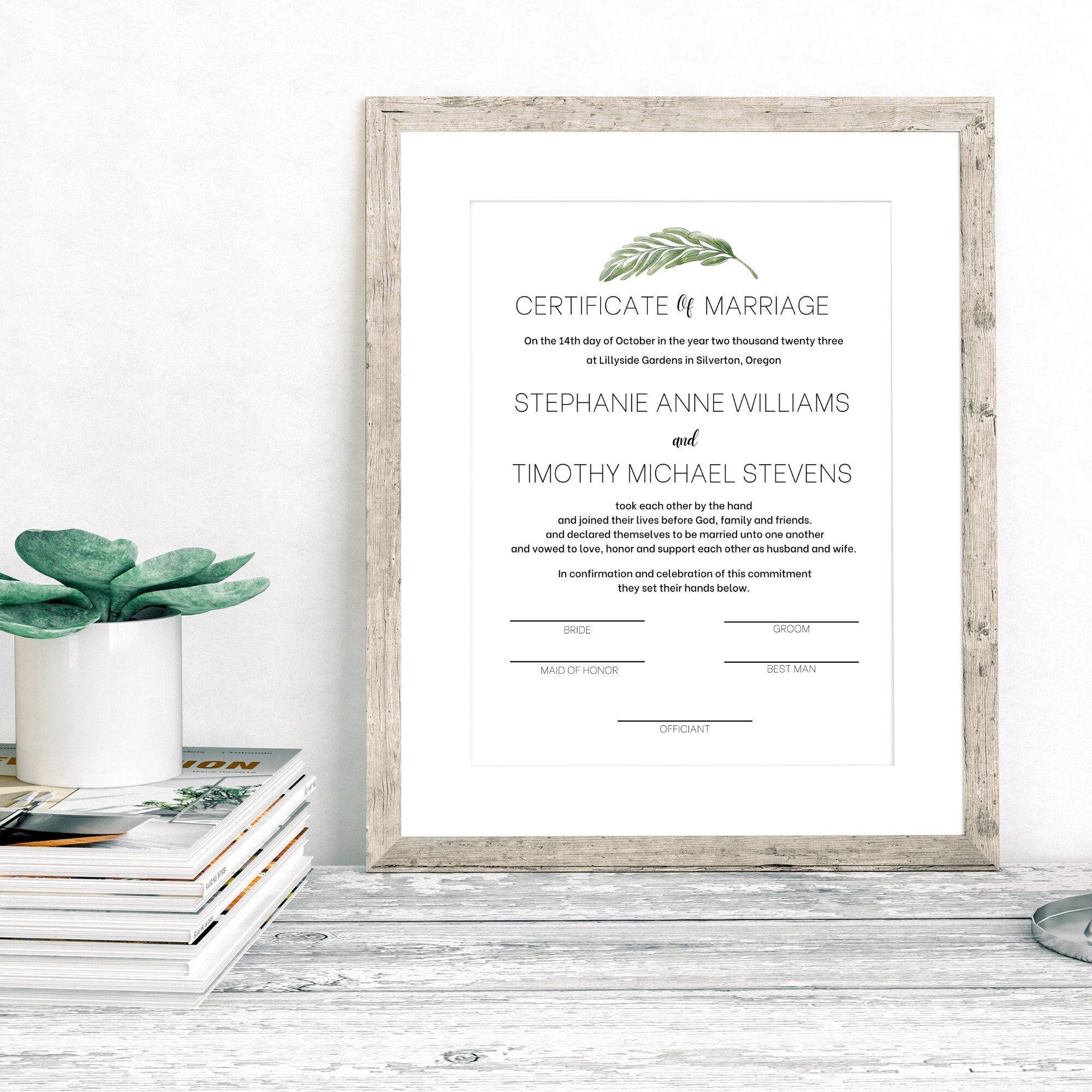 Editable Marriage Certificate Template, Printable Marriage Certificate ...