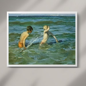 Cartel de arte costero de Virginie Demont-Breton Mousse et Terrien, impresión de juego marino, hallazgo artístico raro