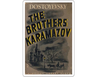 Vintage The Brothers Karamazov boekomslag sticker sticker, literair cadeau voor literatuurliefhebbers, sticker voor laptop en bidon