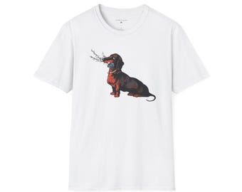 Vintage Dachshund Dog Unisex Softstyle T-Shirt, Cute Pet Lover Tee, Retro Animal Graphic Top, Gift for Dog Owners, Dog Mom Dad Shirt