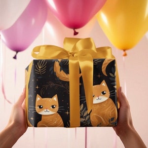 Gift Wrapping Paper illustrating adorable cat, Eco-Friendly, Perfect for Cat Lovers and any celebration