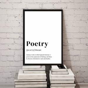 Poetry Definition Poster, Perfect Art Print Gift for Poets and Poetry Lovers