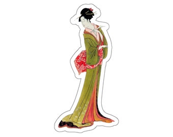 Japanese Sticker, Eishi Hosoda Itsutomi Kimono Vinyl Decal, Traditional Ukiyoe Art, High Quality Art Lover Gift
