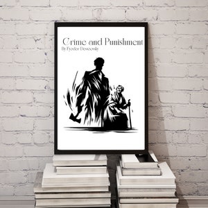 Crime and Punishment Digital Poster, Dramatic Raskolnikov Scene, High-Resolution Instant Download Art for Book Lovers