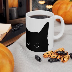 Coffee, Black Cats, Witches, and Spells Ceramic Mug 11oz, Witchy Coffee Cup, Witchy Tea Cup, Cat Lover Mug, Gift for Coffee Lovers, Cat Cup