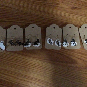 Black cat dangle earrings