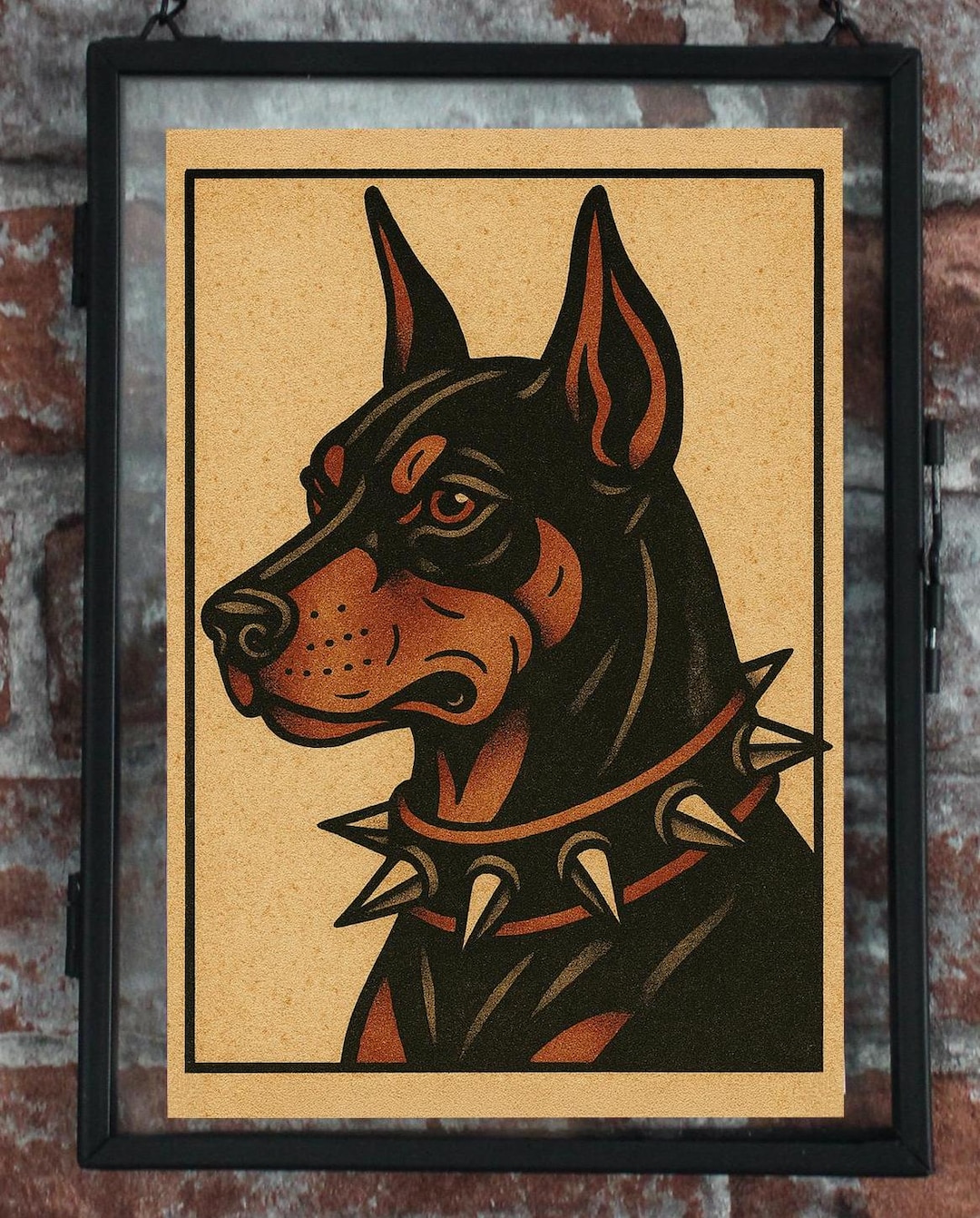 Doberman Traditional Tattoo Art Print - Etsy