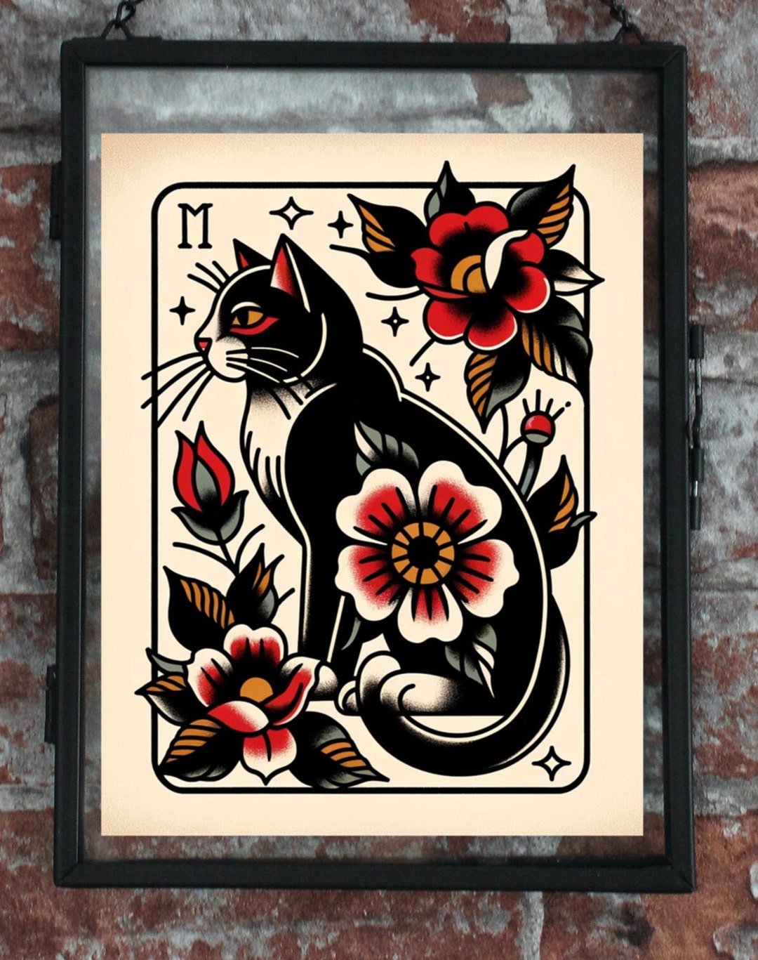Black Cat Traditional Tattoo Print - Etsy UK