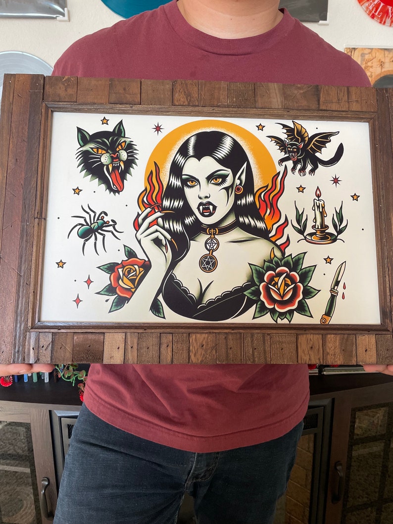Vampire Tattoo Flash Print - Etsy