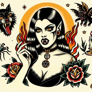 Impresión flash de tatuaje de vampiro