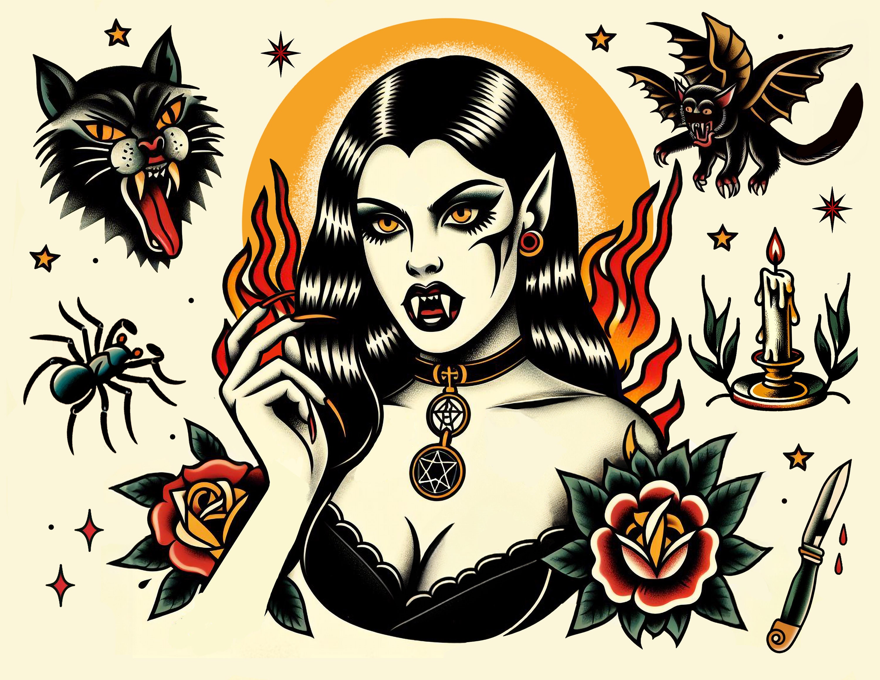 Vampire Tattoos - Etsy, image size:3000x2318
