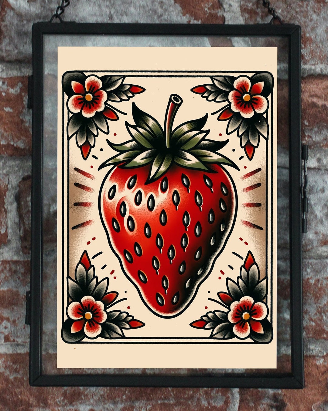 Strawberry Traditional Tattoo Art Print - Etsy