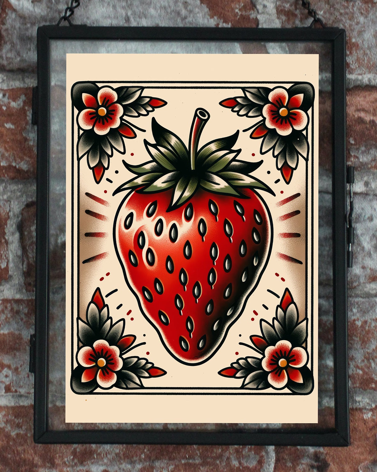 Strawberry Traditional Tattoo Art Print