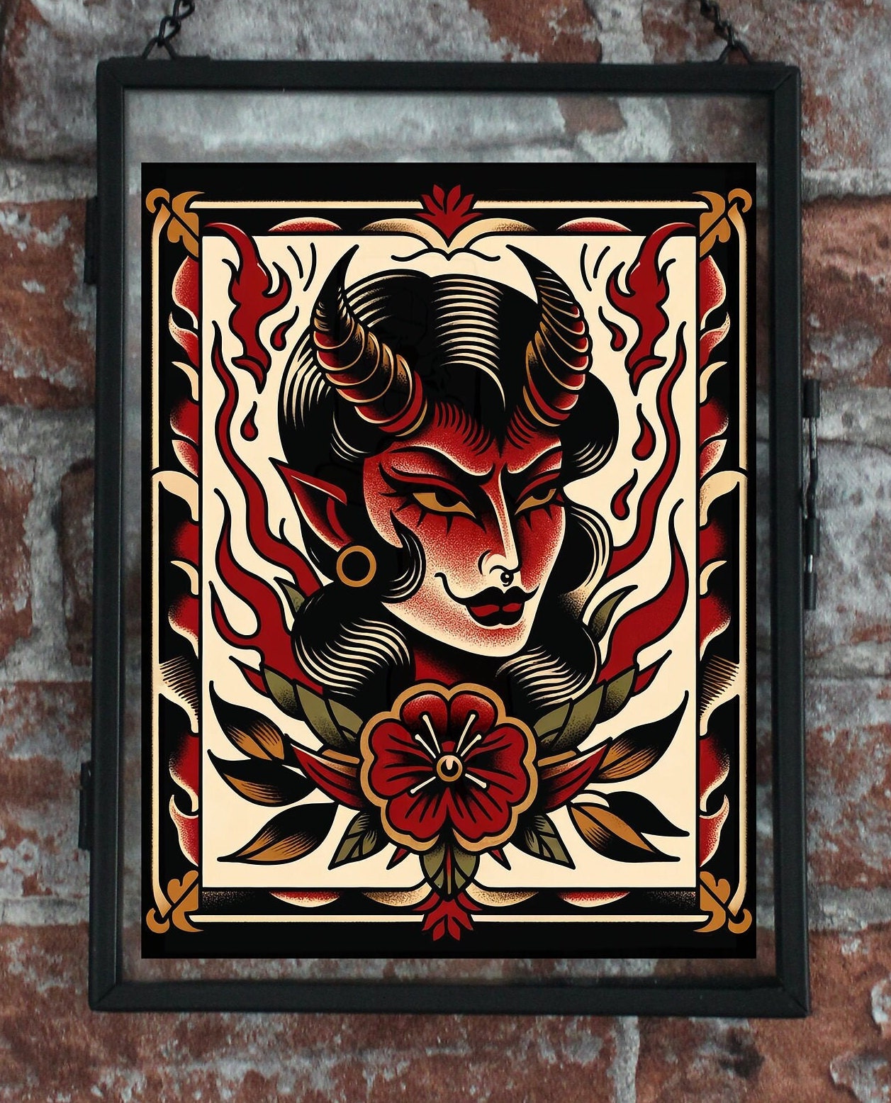 Devil Woman Traditional Tattoo Print - Etsy