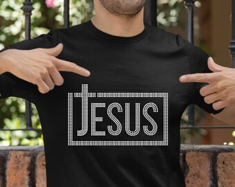 イエスの T シャツ、宗教的な T シャツ、イエス、ラインストーン、キラキラ、信仰、神、シャツ、T シャツ、宗教的、ラインストーン、愛、キリスト教