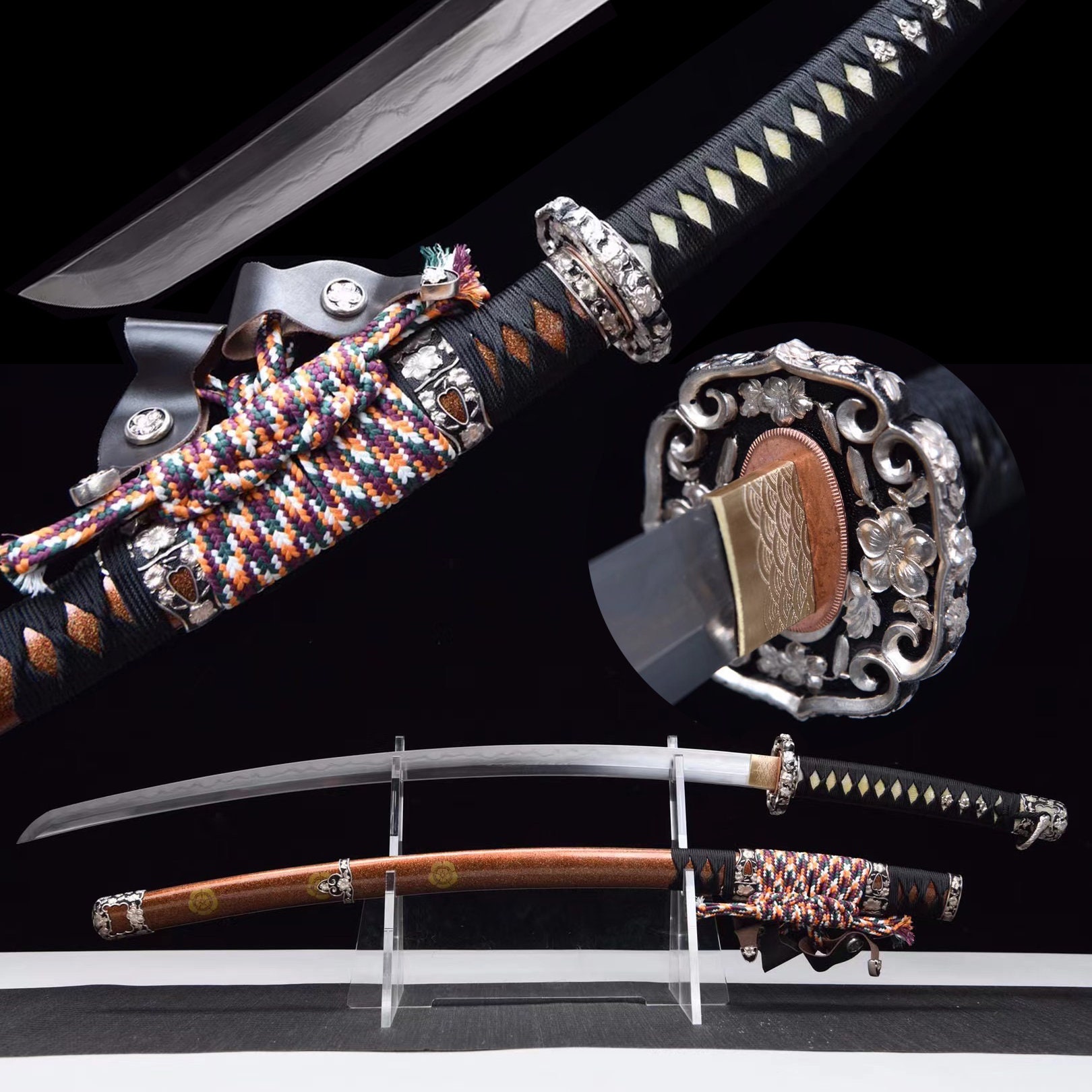 Pure Handmade Japanese Samurai Sword Long Knife Training Sword Anime