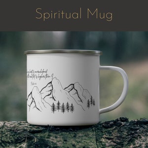 Psalm 61:2 White Enamel Mug | Scripture Verse | Bible Verse | God | Jesus | Faith | Cup | 12oz | Inspiration