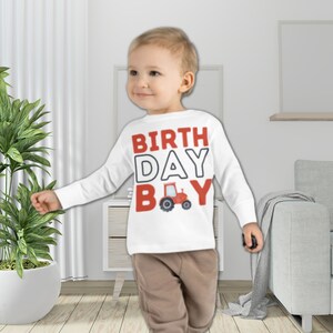 Birthday Boy | Tractor Themed Birthday | Red Tractor |Toddler Long Sleeve Tee