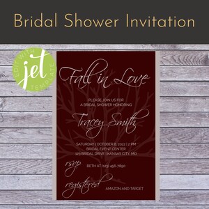 Bridal Shower Invitation | Fall | Color Options | Digital Download | Instant Download | Printable | Customizable | Editable | 5in x 7in