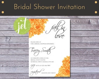 Invitation à la douche nuptiale | | d’automne | florale | de téléchargement numérique téléchargement instantané | | imprimable | personnalisables | modifiable 5 pouces x 7 pouces