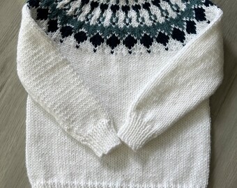 Nordic Fair Isle Sweater/Pullover Hand Knit Child Size 6 In Stock