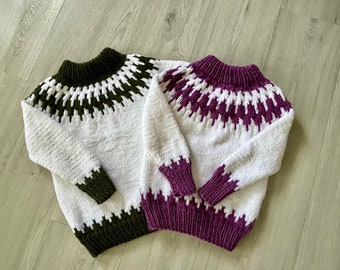Boy’s and Girl’s Sweater/Pullover Hand Knit for Toddlers/ Kids Made to Order