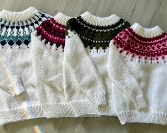 Pull/pull jacquard nordique en tricot à la main pour enfant