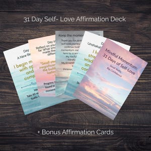Baraja de Afirmaciones de Amor Propio / 31 Tarjetas Imprimibles para la Confianza, la Conciencia Plena y el Crecimiento Personal