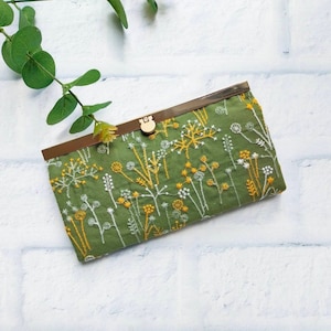Portefeuille Broderie Floral Clasp Wallet, Portefeuille Slim, Portefeuille Fermoir pour femmes