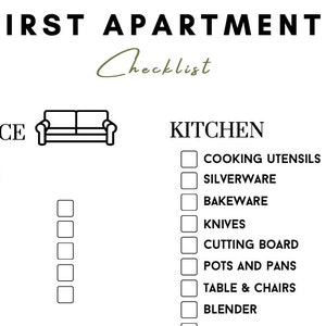 FIRST APARTMENT CHECKLIST New home/apartment organization