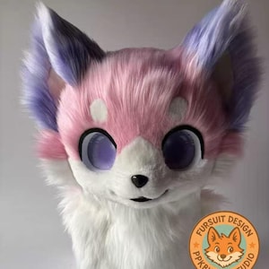 Fursuit Head- Head, Furry Head, Cute Puppy Furry Cosplay, Fantasy Creatures, Dog Fantasy Creatures, Cool Fursuit