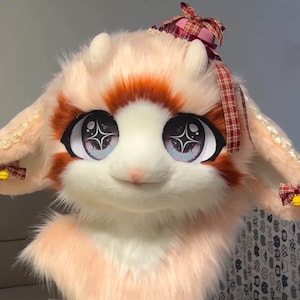 Fursuit hoofd alleen hoofd, harige cosplay, fantasiewezens, schapenkonijn fursuit hoofd, konijn fursuit hoofd