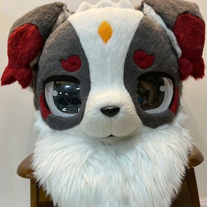 Fursuit Head-Head And Claw, Furry Pre-Made Fur Head, Furry Cosplay, Fursuit Premade, Cat Fantasy Creatures, Cute Cat  Furry Mask Head