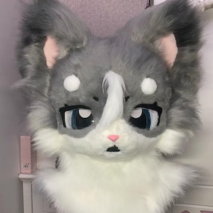 Fursuit Head- Head Only ,Furry Cosplay, Fantasy Creatures, Cute Kitten Fursuit Head