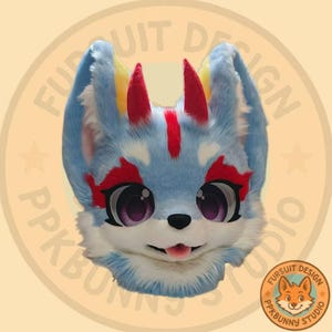 Fursuit Head, &quot; Blue Dragon&quot; Fantasy Creatures, Furry Cosplay, Fursuit Premade, Blue Dragon Fantasy Creatures, Cute Dragon Fursuit Head