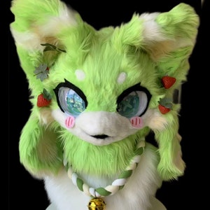 Fursuit Head- Head Only, Furry Cosplay,Fantasy Creatures, "Strawberry Fox" Fursuit Head
