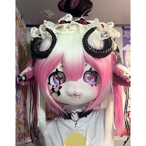 Kig bont hoofd, schattige Succubus lam harige masker hoofd, Furi Cos, nieuwe bont pak hoofd, Kig Kemono masker, personaliseerbare handgemaakte cosplay kostuum masker