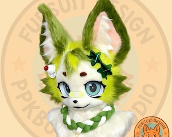 Fursuit hoofd alleen hoofd, avocado puppy harige cosplay, hond fantasiewezens, hond fantasiewezens, schattig fursuit hoofd