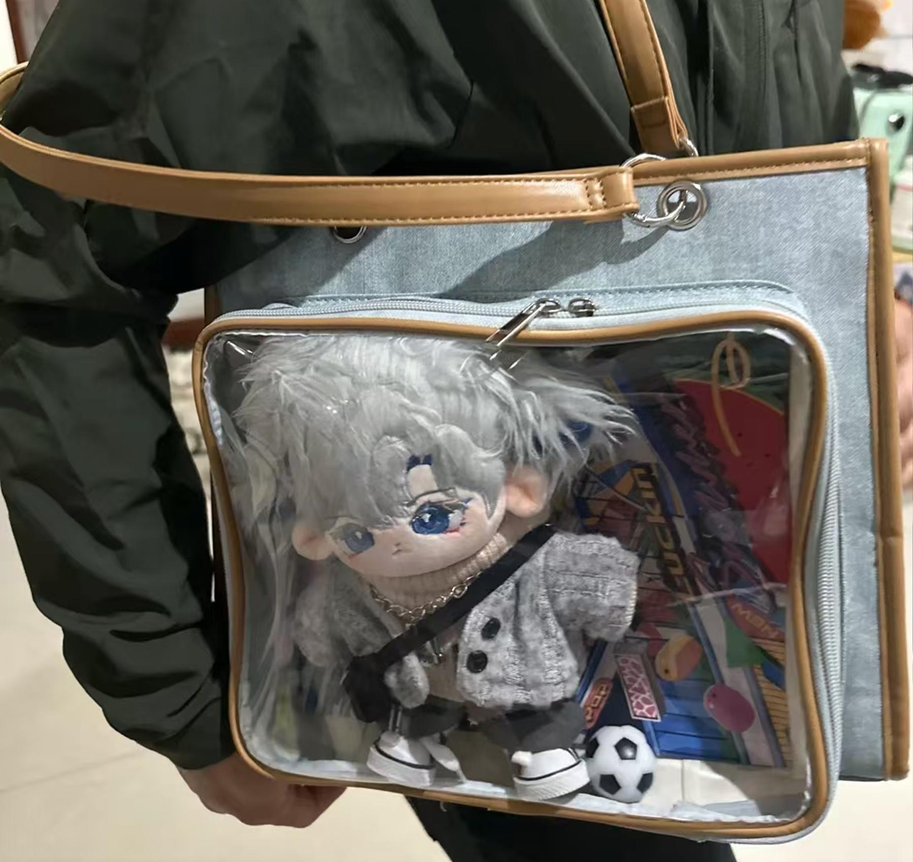 Ita Bag, Cotton Doll Badge Dual-purpose Bag, Plaid Pin Display Bag, Cute Itabag, Window Bag, Gift For Her,Gifts For Kids,Christmas Gifts