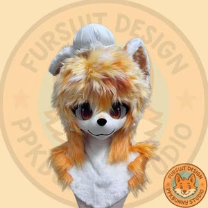 Fursuit Head and Claw,&quot;Puppy Chef&quot; Fantasy Creatures, Furry Cosplay, Fursuit Premade, Dog Foodie Fantasy Creatures, Cute Puppy Fursuit Head