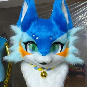 Fursuit Head- Head And Claw, Furry Cosplay, Fursuit Premade, Wolf Fantasy Creatures, Fursuit Head, "Sunshine Puppy" Fantasy Creatures