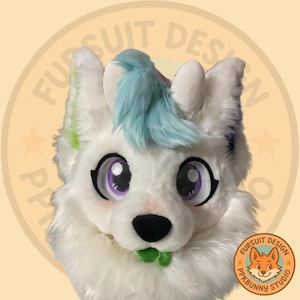 Fursuit Head- Head Only, White Long Snout Puppy  Furry Cosplay, Cat Fantasy Creatures, Cat Fantasy Creatures, Cute Fursuit Head