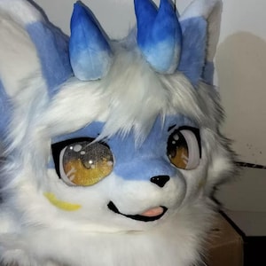 Fursuit Head- Head Only,Furry Cosplay, Fantasy Creatures,Dog Dragon With Scar Fursuit Head