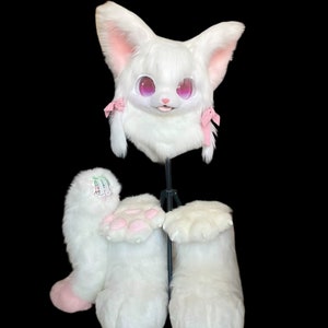 Fursuit Head- Head And Claw, Furry Cosplay,Fantasy Creatures, Fursuit Head, "White Cat" Fantasy Creatures