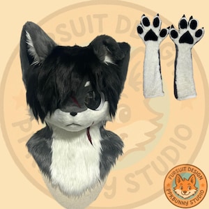 Fursuit Head, "Kitten with side bangs" Fantasy Creatures, Furry Cosplay, Fursuit Premade, Scarface Cat Fantasy Creatures, Cute Fursuit Head