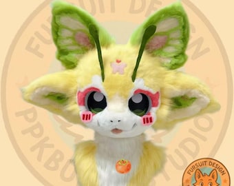Fursuit hoofd-alleen hoofd, harige cosplay, fursuit premade, kemono-cosplay, vlinderhoofd