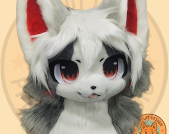 既製のグレーのケモノ猫着ぐるみ（頭部、手足、尻尾）、サイズM/L