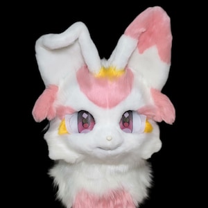 Fursuit alleen hoofd, harige pre-made bont hoofd, harige cosplay, fursuit premade, Bunny Fantasy Creatures, schattig konijn harige masker hoofd